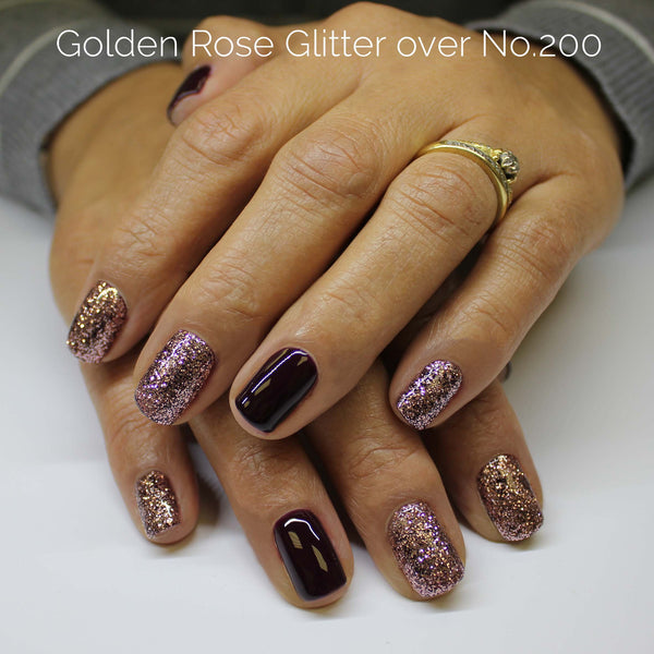 Rose gold glitter manicure