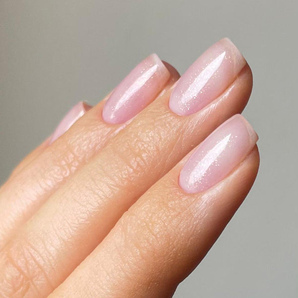 Pink shimmer nails