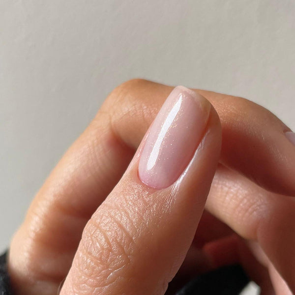 Pink shimmer nails