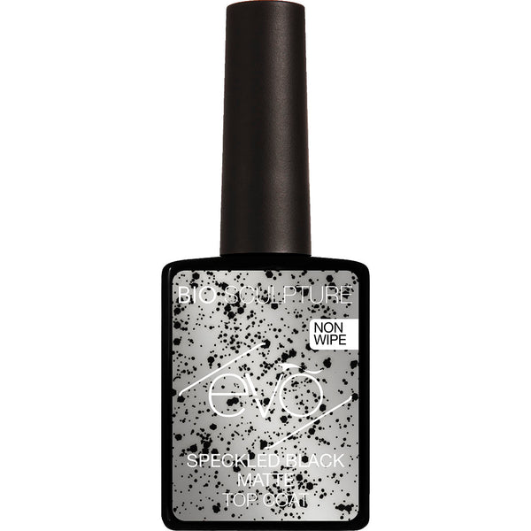 Speckled black matte gel top coat