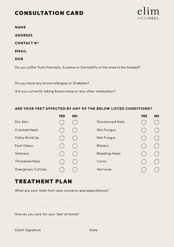 Pedi Consultation Cards (25 Pack)