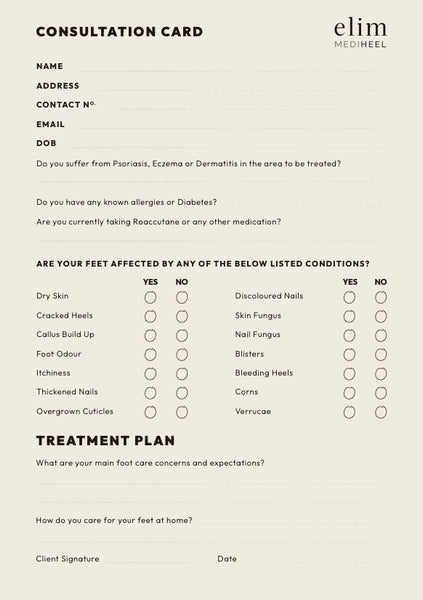 Pedi Consultation Cards (25 Pack)