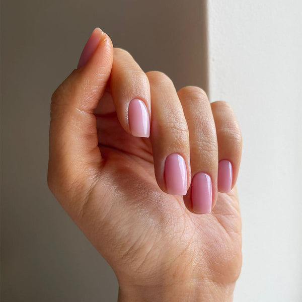 Sheer pink gel nails