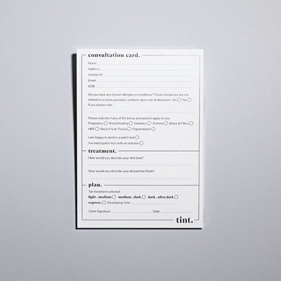 Tan consultation card