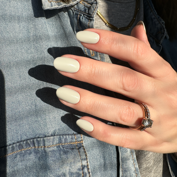 Soft grey nail gel on nails