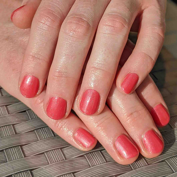 Watermelon gel manicure