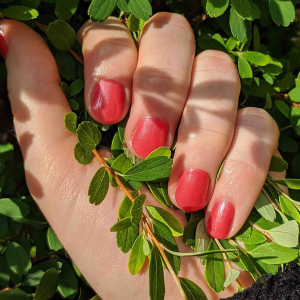 Watermelon gel manicure