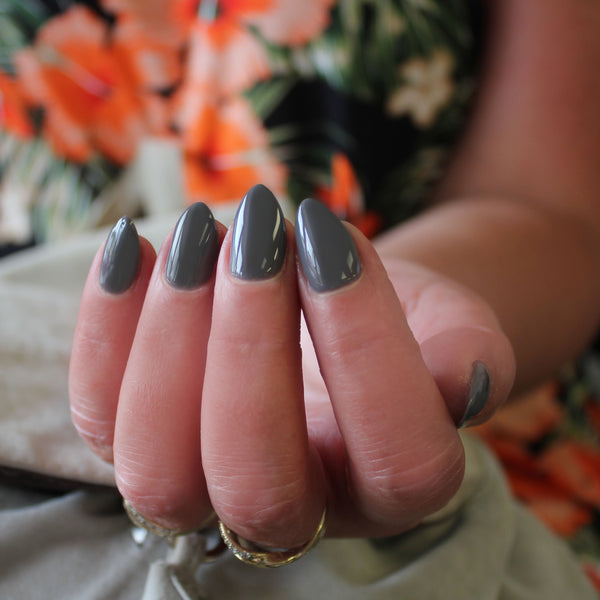 Dark grey gel nails