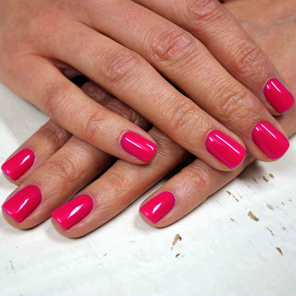 Hot pink gel manicure