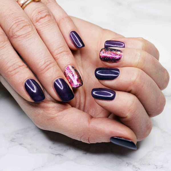 Dark purple gel manicure