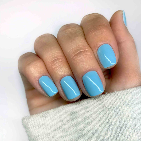 Pastel blue gel manicure