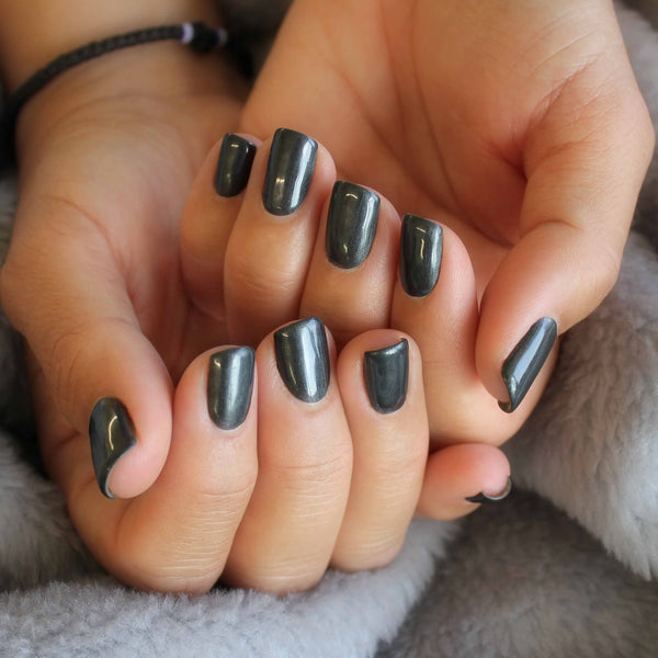 Dark grey gel nails