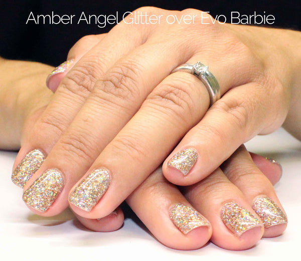 Rosegold glitter manicure