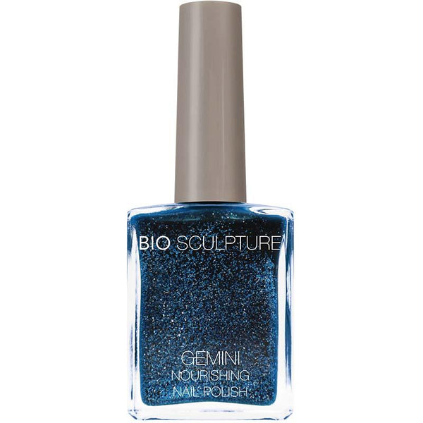 Blue glitter nail polish