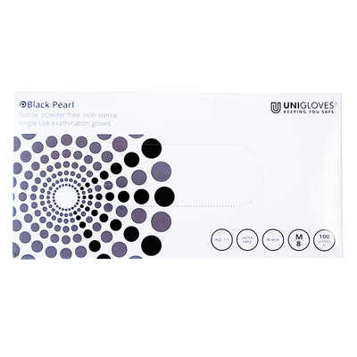 100 x Powder Free Nitrile Gloves Medium Black