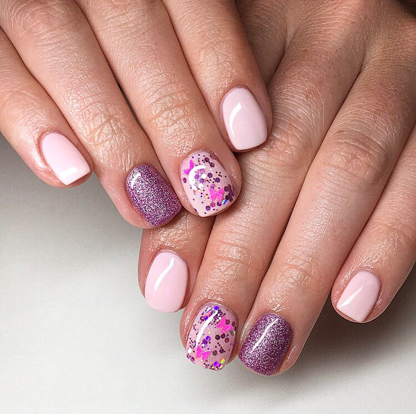 Pink glitter nails