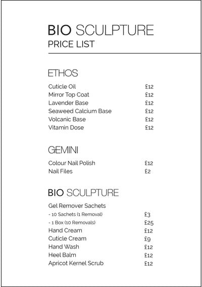 Bio Retail Price List