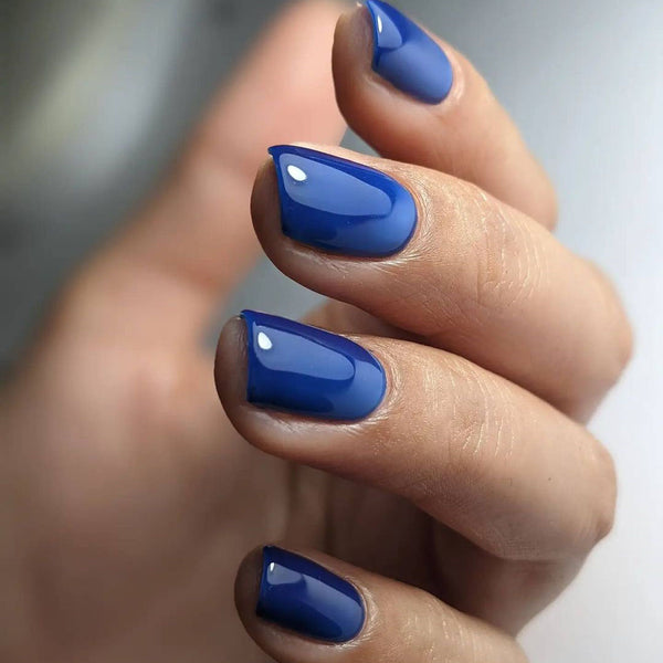 Deep blue gel nails