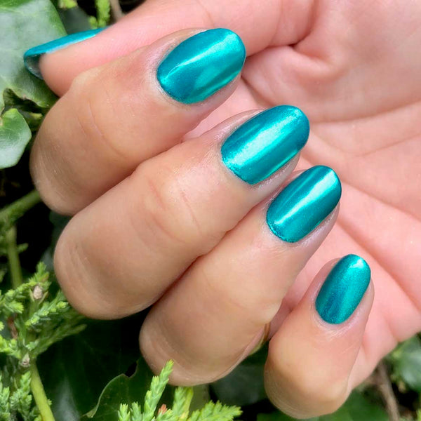 Teal nail chome