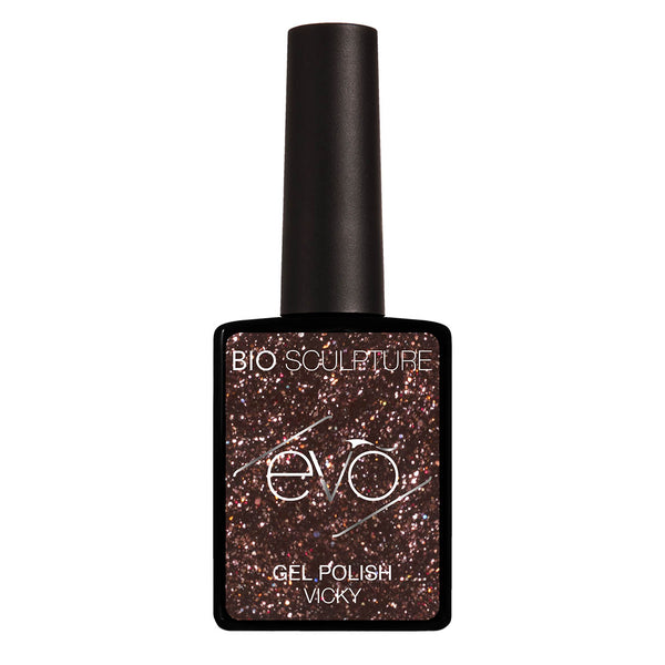 Brown glitter nail gel