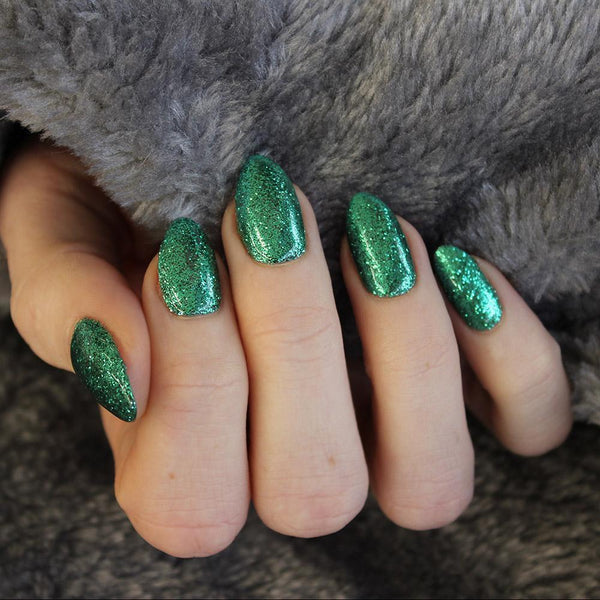 Green glitter nails